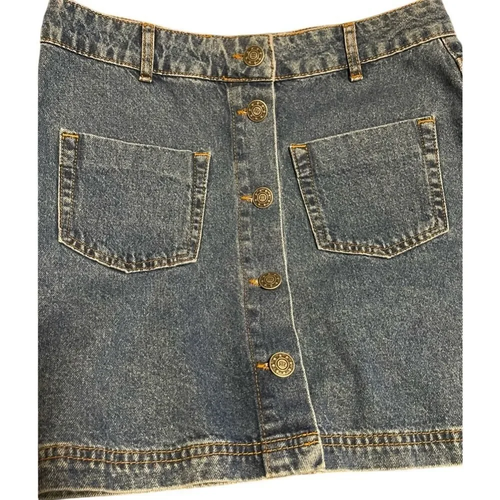 LaRedoute Full Button Front Jean Denim Short Skirt Y2K Size 8